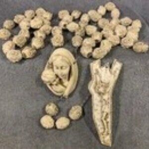 Vintage 55" Rosary Wall Hanging Catholic Made In Italy